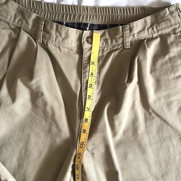 LL Bean Pants Men Tag 37 /Actual 32x28 Khaki Flannel Plaid Lined Pleated Vintage - Picture 6 of 9